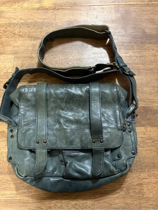 Aunts & Uncles Other - Classic Olive Green Leather Messenger Bag for Men